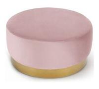 Pouf rond velours rose et pied métal doré Mia D 75 cm Rose G