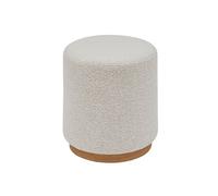 Pouf ronde en tissu bouclette crème - Longueur 41 x Profondeur 41 x Hauteur 45 cm - -