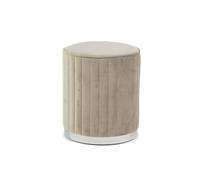 Pouf RUBY rembourré en velours matelassé, base chromée pour donner une touche de modernité et de raffinement (Beige/argent)