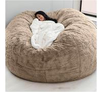 Pouf Sac Canapé Housse De Chaise Bean Bag (sans Remplissage) Housse De Sac De Haricots Géant Mobilier De Salon Grand Rond Doux Moelleux Fausse Fourrure Sac De Haricots Canapé Paresseux, F, 6FT