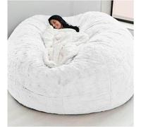 Pouf Sac Canapé Housse De Chaise Bean Bag (sans Remplissage) Housse De Sac De Haricots Géant Mobilier De Salon Grand Rond Doux Moelleux Fausse Fourrure Sac De Haricots Canapé Paresseux, C, 5FT