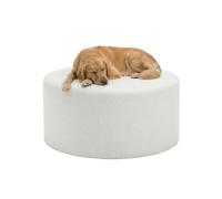 Pouf Salon Rond 70cm en Tissu Teddy Bou eige, Grand Tabouret de Décoration Chambre, Repose Pied Canape Moelleux, Siège de Sol Moderne et Design, Pouffe Confortable pour Fauteuil