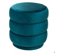 Pouf SINAN en velours bleu canard D.40cm - Atmosphera Créateur d'intérieur