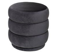 Pouf ""Sinan"" velours gris - Atmosphera createur d'interieur