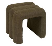 Atmosphera - Pouf Sisco - Assise Design Moderne en Arches - Pouf Rond Confortable en Tissu Couleur Kaki - Structure Bois Robuste - 43x42 cm