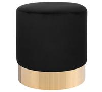 Beliani Pouf de Forme Cylindrique fabriqué en Velours Noir avec Base Métallique Doré pour Salon ou Chambre Glamour et Moderne