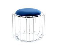 Pouf & Table d'Appoint "Comfortable" 50cm Bleu & Argent