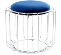 Pouf & Table d'Appoint "Comfortable" 50cm Bleu & Argent Bleu G
