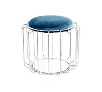Pouf & Table d'Appoint "Comfortable" 50cm Bleu Pétrole & Argent