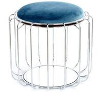 Pouf & Table d'Appoint "Comfortable" 50cm Bleu Pétrole & Argent