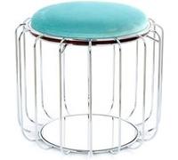 Pouf & Table d'Appoint "Comfortable" 50cm Menthe & Argent Bleu G