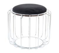 Pouf & Table d'Appoint "Comfortable" 50cm Noir & Argent