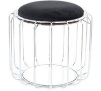 Pouf & Table d'Appoint "Comfortable" 50cm Noir & Argent Noir G