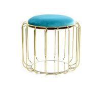 Pouf & Table d'Appoint "Comfortable" 50cm Turquoise & Or