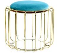 Pouf & Table d'Appoint "Comfortable" 50cm Turquoise & Or Bleu G