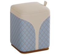 Pouf Tabouret Chambre Décoration À Carreaux De Style Mode Repose-Pieds, Tabouret De Canapé À Épissure Bicolore pour Salon, Aucune Installation Requise, Cadeau(White Blue)