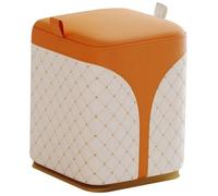 Pouf Tabouret Chambre Décoration À Carreaux De Style Mode Repose-Pieds, Tabouret De Canapé À Épissure Bicolore pour Salon, Aucune Installation Requise, Cadeau(Orange White)