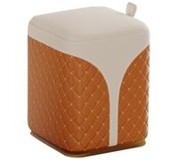 Pouf Tabouret Chambre Décoration À Carreaux De Style Mode Repose-Pieds, Tabouret De Canapé À Épissure Bicolore pour Salon, Aucune Installation Requise, Cadeau(White Orange)