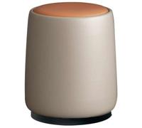 Pouf Tabouret Chambre Pouf Ottoman Rond De Style Luxueux, Tabouret De Maquillage Élégant en Cuir Microfibre pour Chambre À Coucher, Aucune Installation Requise, Cadeau(Orange+Black)