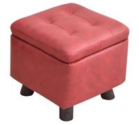 Pouf Tabouret Chambre Rangement Carré De Style Classique Pouf Ottoman, Tabouret Bas en Tissu pour Salon, Facile À Entretenir, Aucune Installation Requise(Rood)