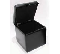 Pouf tabouret cube-coffre Onex, cuir, 45x44x44cm ~ noir
