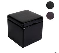 Pouf tabouret cube-coffre Onex cuir 45x44x44cm ~ noir