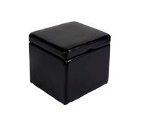 Pouf tabouret cube-coffre Onex, cuir, 45x44x44cm, noir