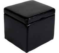 Pouf tabouret cube-coffre Onex, cuir, 45x44x44cm, noir Noir G