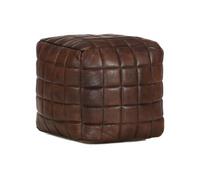 Vidaxl Pouf 40 X 40 X 40 Cm Marron Foncé Cuir Véritable De Chèvre Marron