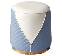 Pouf Tabouret Rond Couleur D'épissure Conique De Style Haut De Gamme Pouf Ottoman, Tabouret De Canapé Confortable en Similicuir pour Salon, Aucune Installation Requise(Light Blue)