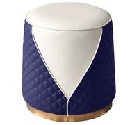 Pouf Tabouret Rond Couleur D'épissure Conique De Style Haut De Gamme Pouf Ottoman, Tabouret De Canapé Confortable en Similicuir pour Salon, Aucune Installation Requise(Dark Blue)