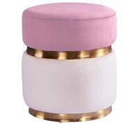Pouf Tabouret Rond Épissage Bicolore De Style Luxueux Pouf Ottoman, Tabouret De Maquillage Souple pour Salon De Beauté, Tabouret De Réception De Bureau, Cadeau Créatif(Rose)