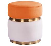 Pouf Tabouret Rond Épissage Bicolore De Style Luxueux Pouf Ottoman, Tabouret De Maquillage Souple pour Salon De Beauté, Tabouret De Réception De Bureau, Cadeau Créatif(Orange)