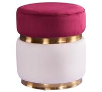 Pouf Tabouret Rond Épissage Bicolore De Style Luxueux Pouf Ottoman, Tabouret De Maquillage Souple pour Salon De Beauté, Tabouret De Réception De Bureau, Cadeau Créatif(Rood)