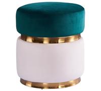 Pouf Tabouret Rond Épissage Bicolore De Style Luxueux Pouf Ottoman, Tabouret De Maquillage Souple pour Salon De Beauté, Tabouret De Réception De Bureau, Cadeau Créatif(Dark Green)