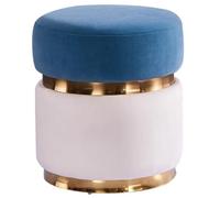 Pouf Tabouret Rond Épissage Bicolore De Style Luxueux Pouf Ottoman, Tabouret De Maquillage Souple pour Salon De Beauté, Tabouret De Réception De Bureau, Cadeau Créatif(Blue)