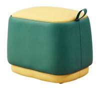 Pouf Tabouret Salon Style Moderne Trapézoïdal Pouf Ottoman, Tabouret De Canapé À Épissure Bicolore À La Mode, Petite Poignée Portable, Aucune Installation Requise(Green)