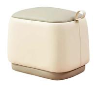 Pouf Tabouret Salon Style Moderne Trapézoïdal Pouf Ottoman, Tabouret De Canapé À Épissure Bicolore À La Mode, Petite Poignée Portable, Aucune Installation Requise(Beige)