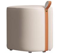 Pouf Tabouret Salon Style Nordique Confortable Pouf Ottoman, Tabouret De Maquillage Rond Pratique pour La Chambre, Conception De Poignée Latérale, Cadeau(Beige+Orange)