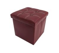 Pouf Tabouret Similicuir Rouge Bordeaux Repose-Pieds 30x30x30 - MOBILI REBECCA