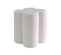 Pouf tabouret trèfle bouclette blanc Ø38 x H 40cm - Clover