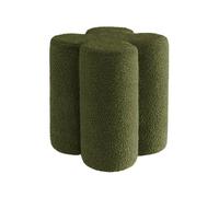 Pouf tabouret trèfle bouclette kaki Ø38 x H 40cm - Clover