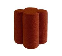 Pouf tabouret trèfle bouclette terracotta Ø38 x H 40cm - Clover