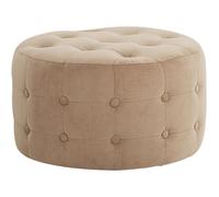 Beliani Pouf de Type Ottoman de Forme Ronde Clouté Style Chesterfield en Velours Synthétique Beige Sable de 30 cm de Hauteur