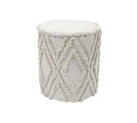 Pouf tissu relief ton sur ton style bohème beige - RAMIA -