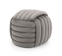 Pouf tressé en velours 53 cm NILO Gris Clair