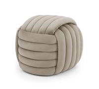 Pouf tressé en velours 53 cm NILO Or beige
