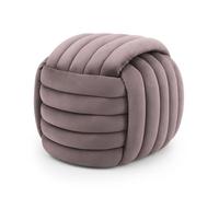 Pouf tressé en velours 53 cm NILO Rose Poudré