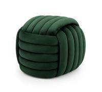Pouf tressé en velours 53 cm NILO Vert Bouteille