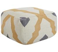 Pouf Tricoté à la Main Boho en Laine Beige et Jaune pour Salon Zeugma